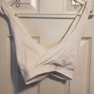 Pact - white crossover bralette - L